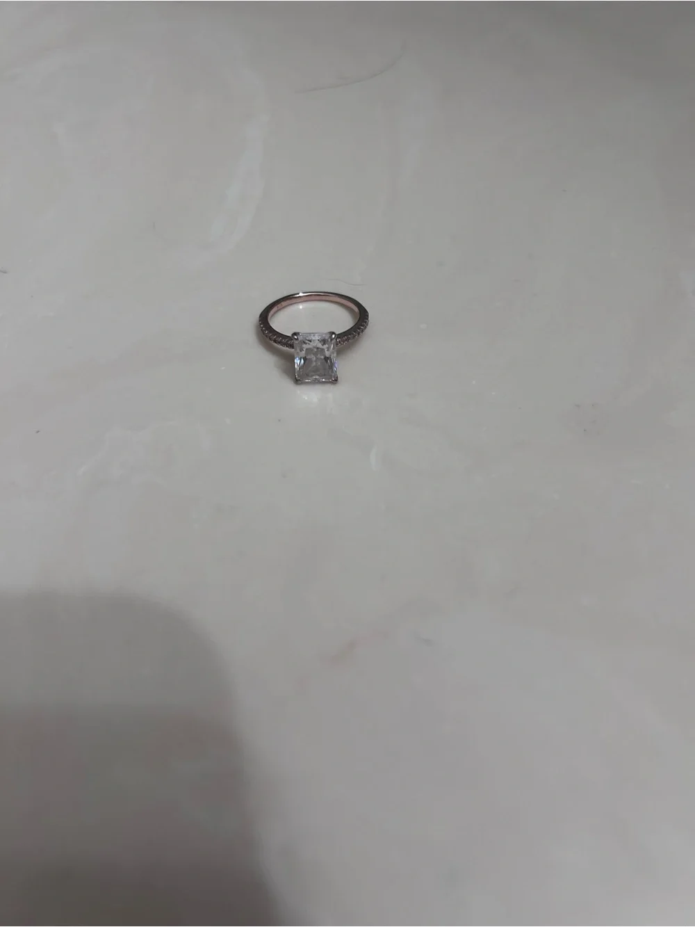Rose Gold Clear Square-Cut Solitaire Ring